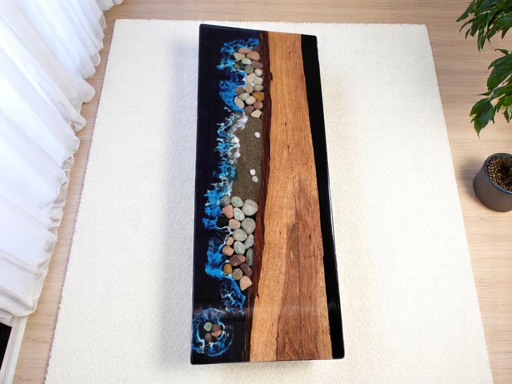 Black Epoxy Resin Ocean Table Beach Rectangular - Custom Order  
